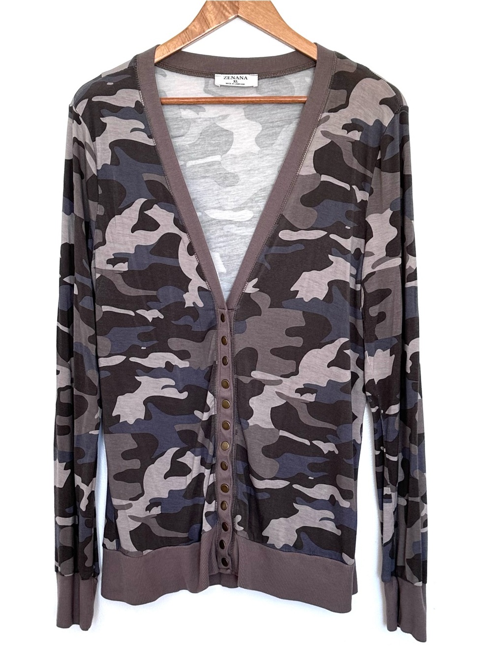 Zenana Cardigan Women’s XL Camo Print Long Sleeve Button Front Lightweight